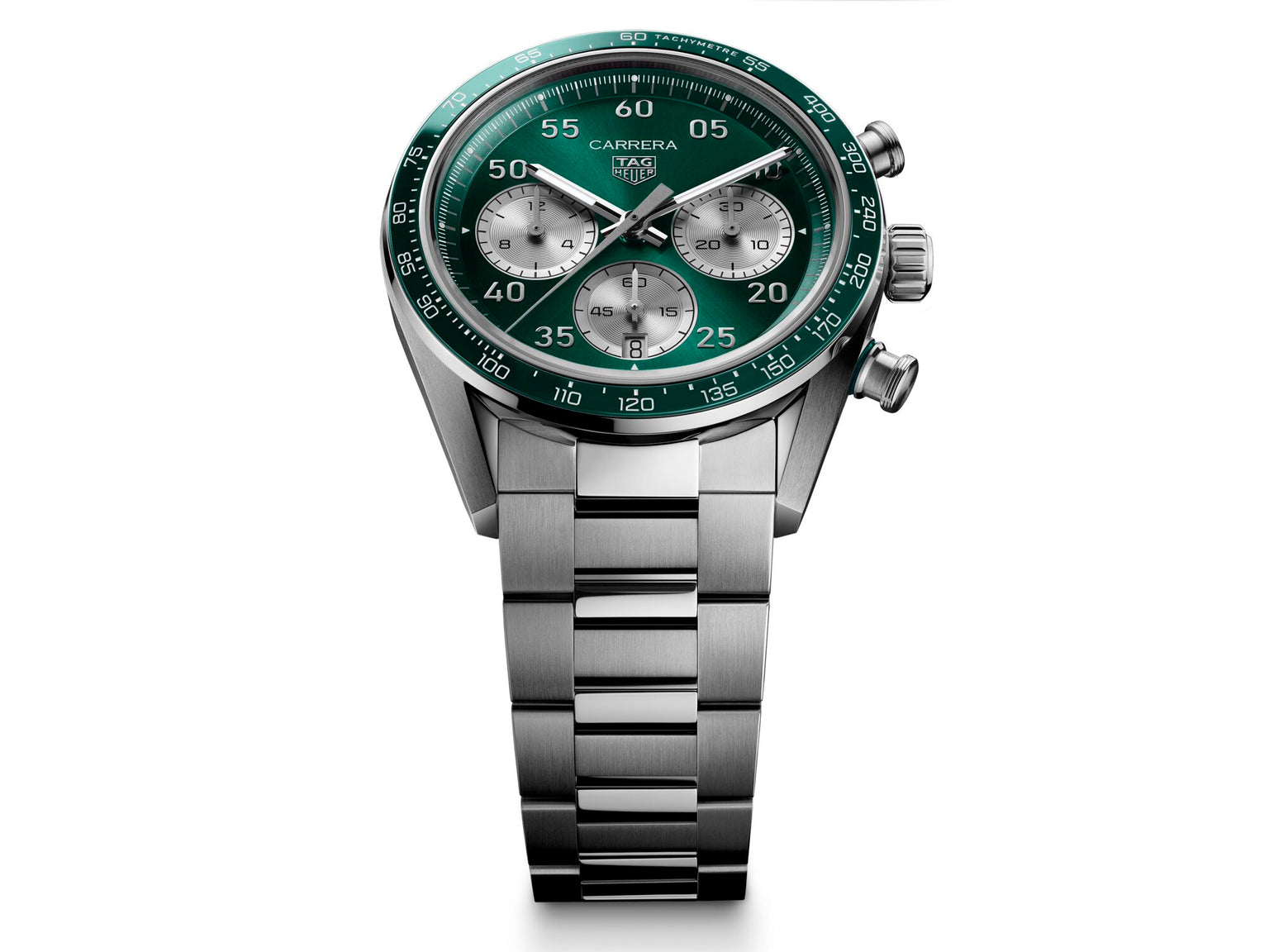 Carrera Chronograph Sport Sunray Brushed Green | 42mm, Stainless Steel, Men's Watch