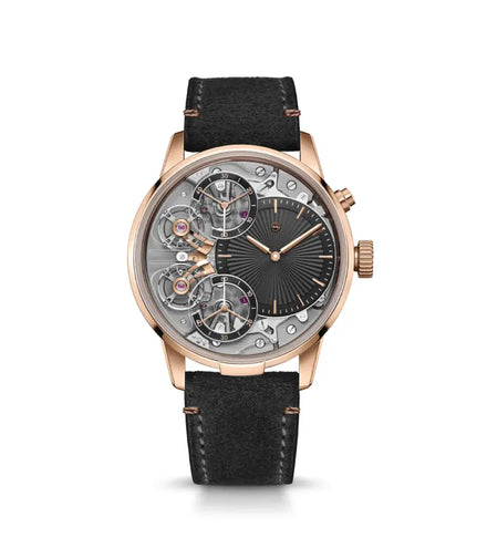 Mirrored Force Resonance First Edition | 43mm, 18K Rose Gold, Leather, Black Dial
