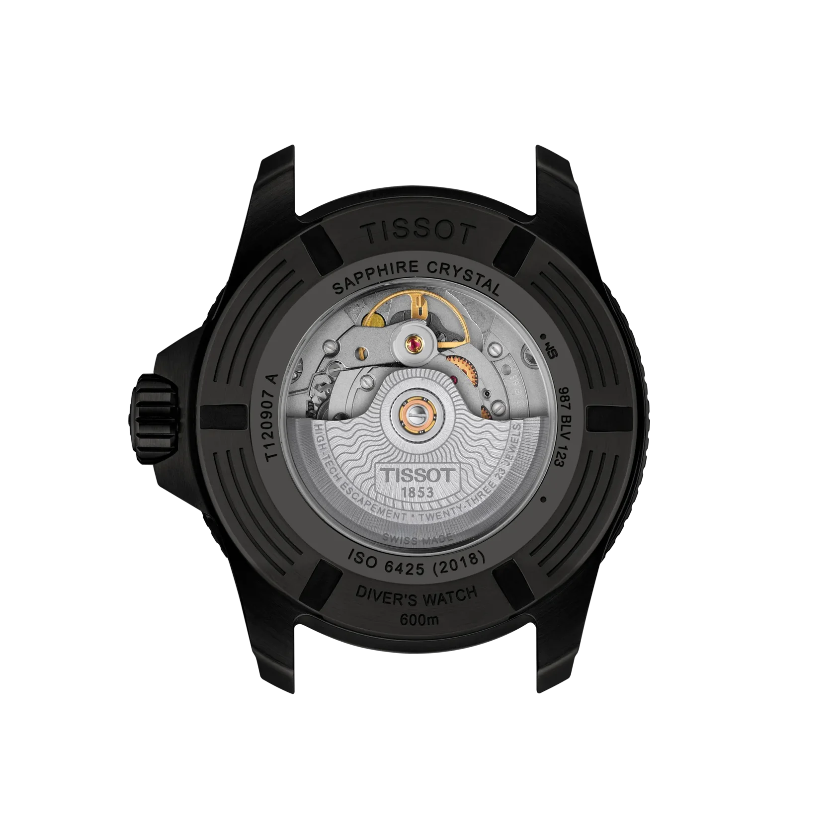 SeaStar 2000 | 44mm, Stainless Steel and Black PVD, Rubber Strap, Black Dial