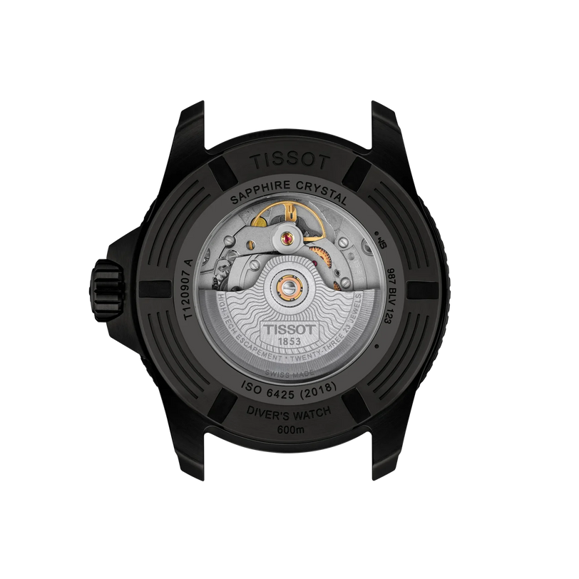 SeaStar 2000 | 44mm, Stainless Steel and Black PVD, Rubber Strap, Black Dial