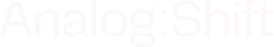 Text 'Analog:Shift' in white on a black background