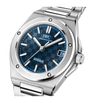 IWC Ingenieur Automatic 35 stainless steel watch with blue dial, applied indices, and matching steel bracelet.