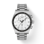 Tissot watch with silver bracelet on a white background