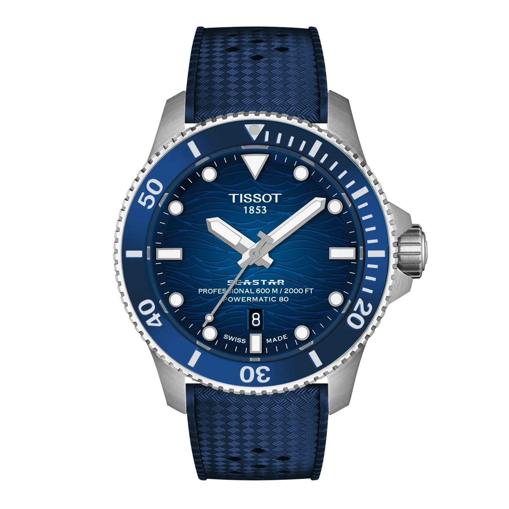 TISSOT Seastar 2000自動巻き 腕時計 ネイビー SeaStar 2000 | 44mm, Stainless Steel, Rubber Strap, Blue Dial