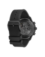 Black watch with visible mechanical components on a white background