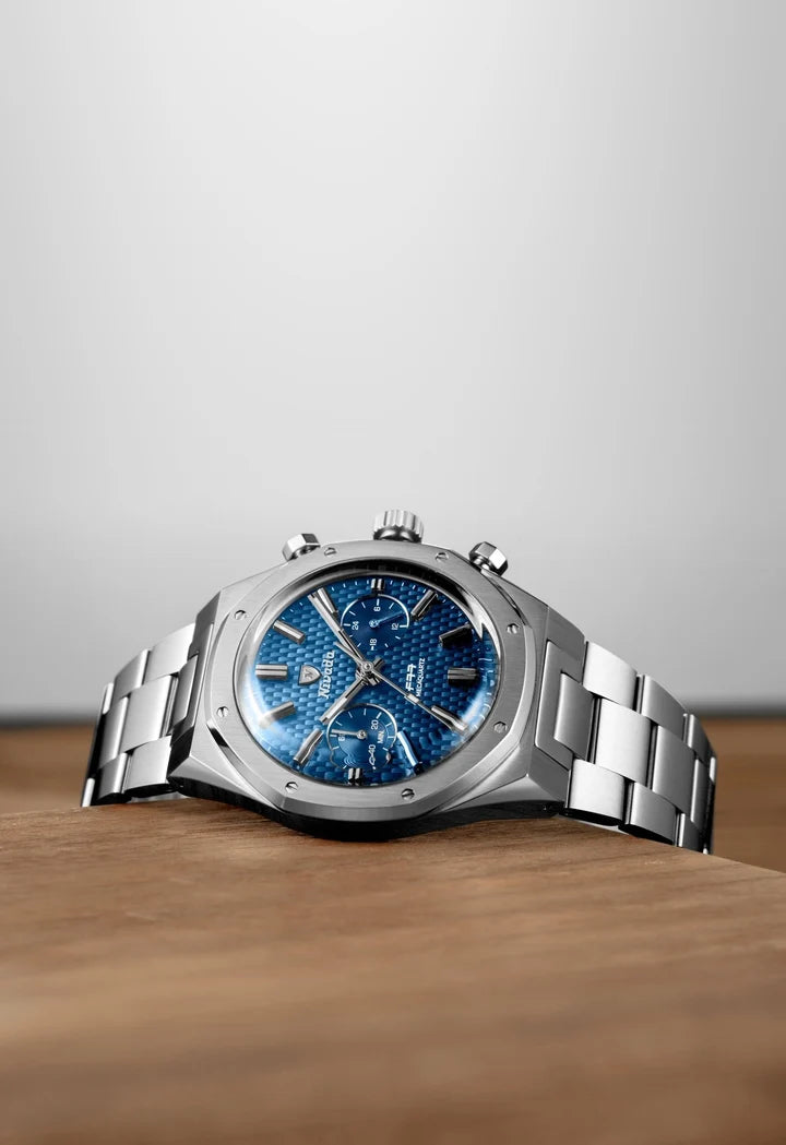 F77 SST Chrono Mechaquartz Blue MK2 | 38mm, Stainless Steel