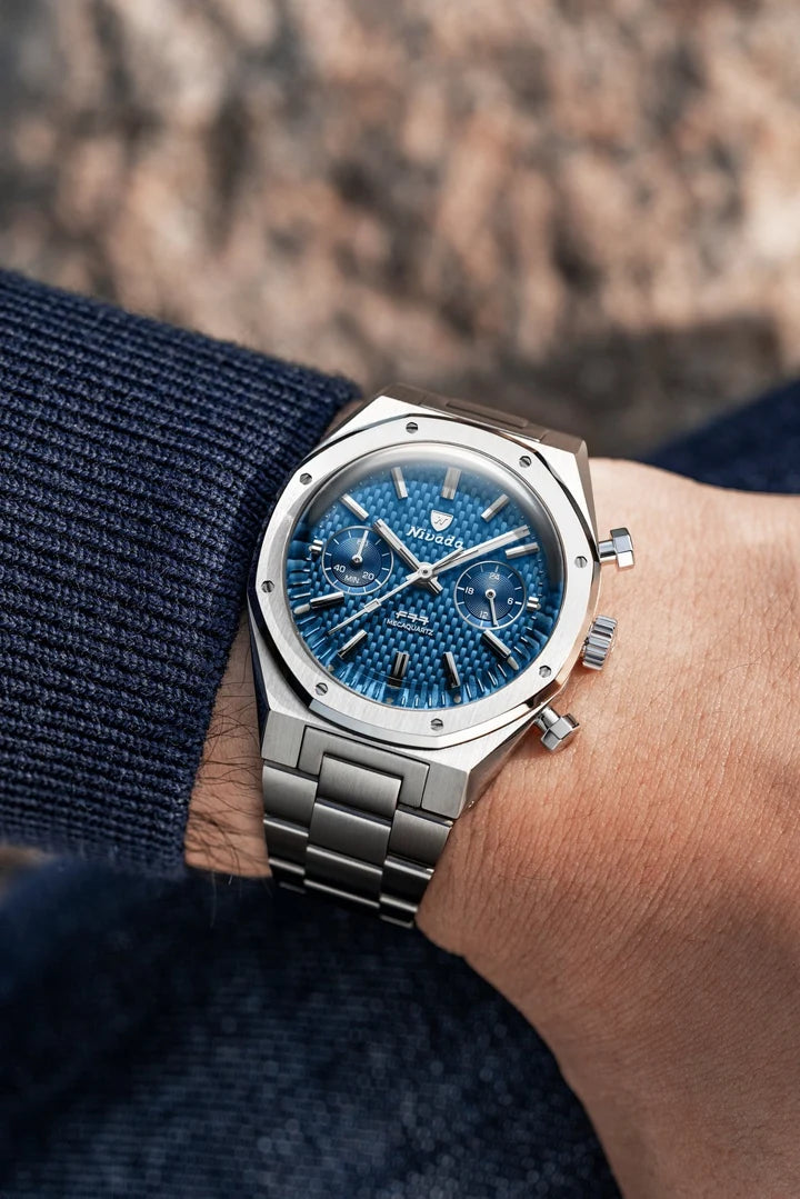 F77 SST Chrono Mechaquartz Blue MK2 | 38mm, Stainless Steel