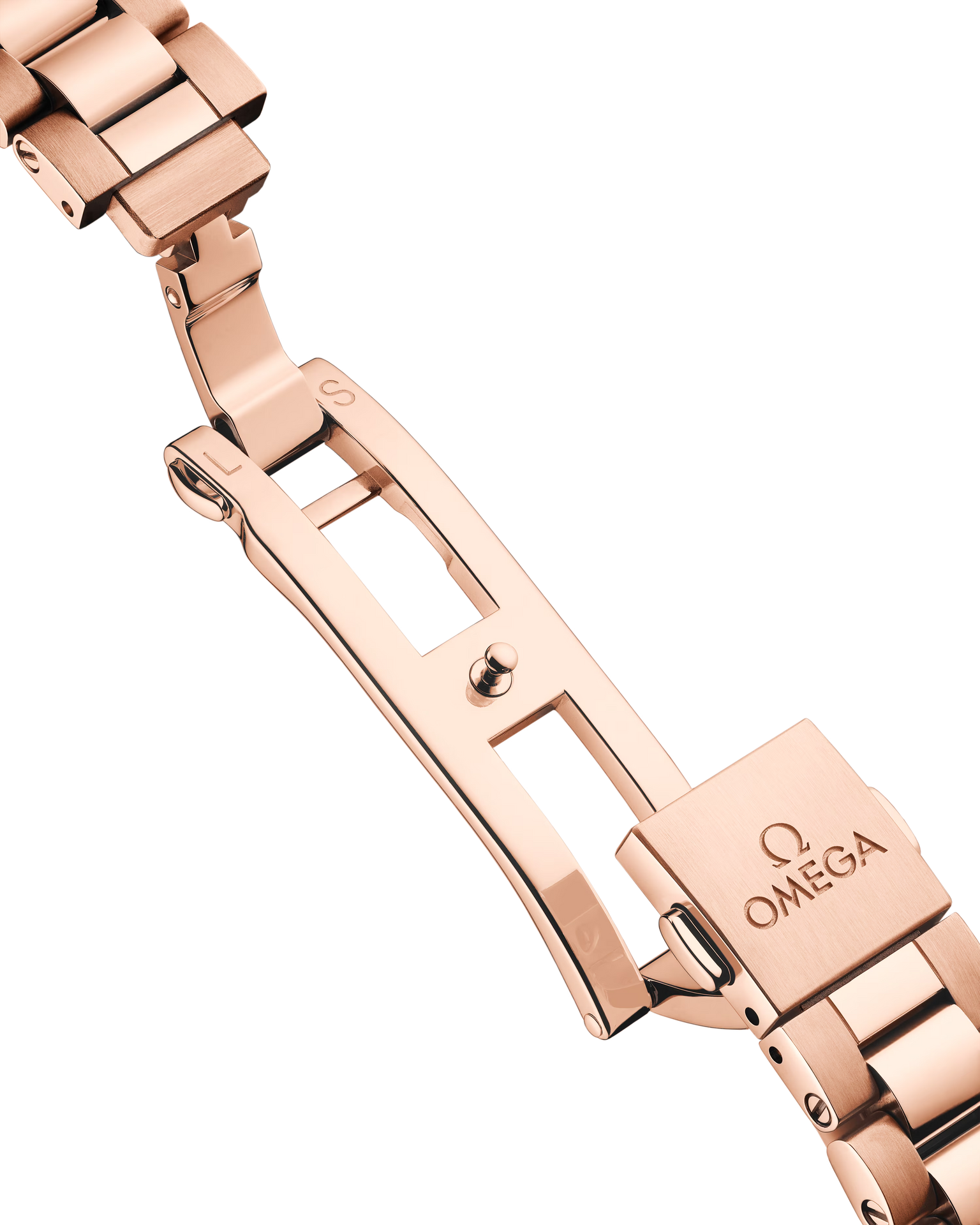 OMEGA Seamaster Aqua Terra 150M 30mm, Sedna™ gold on Sedna™ gold watch Sedna™ gold integrated bracelet clasp.