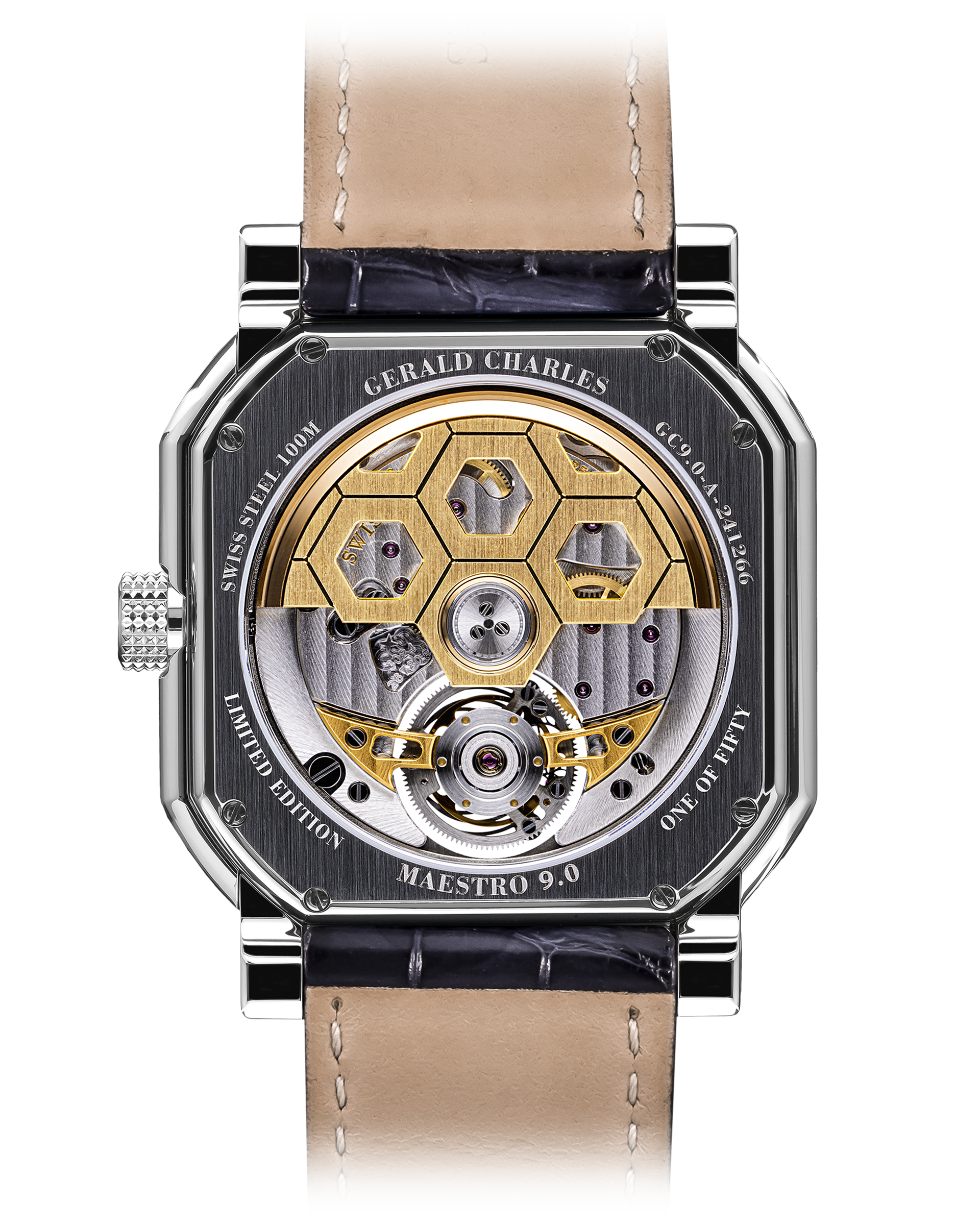 Back case of the Gerald Charles 9.0 Roman Tourbillon watch