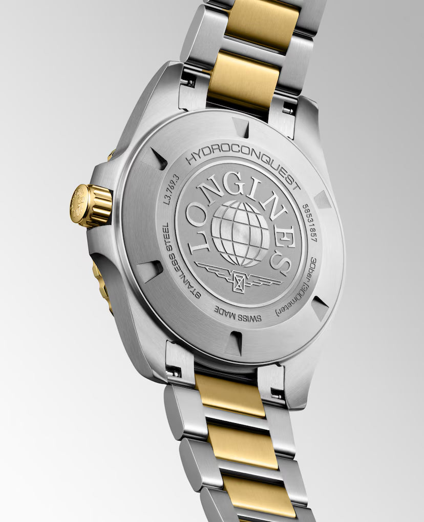 HydroConquest | 42mm, Stainless Steel & yellow PVD, Black Dial