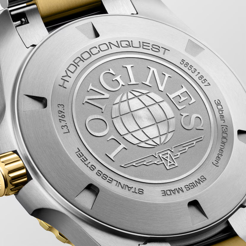 HydroConquest | 42mm, Stainless Steel & yellow PVD, Black Dial