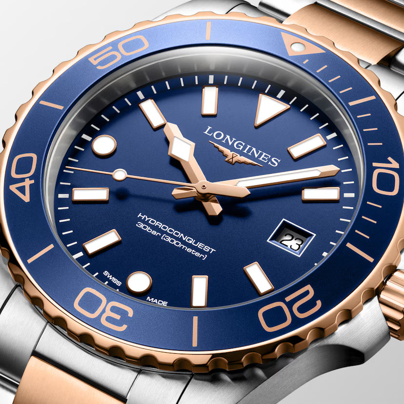 HydroConquest | 42mm, Stainless Steel and Red PVD, Blue Dial