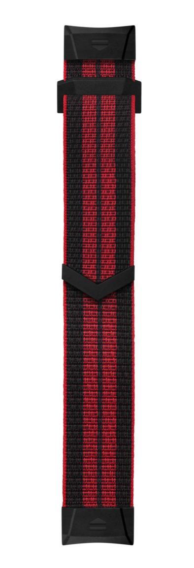 Black and red striped belt with a buckle on a white background
