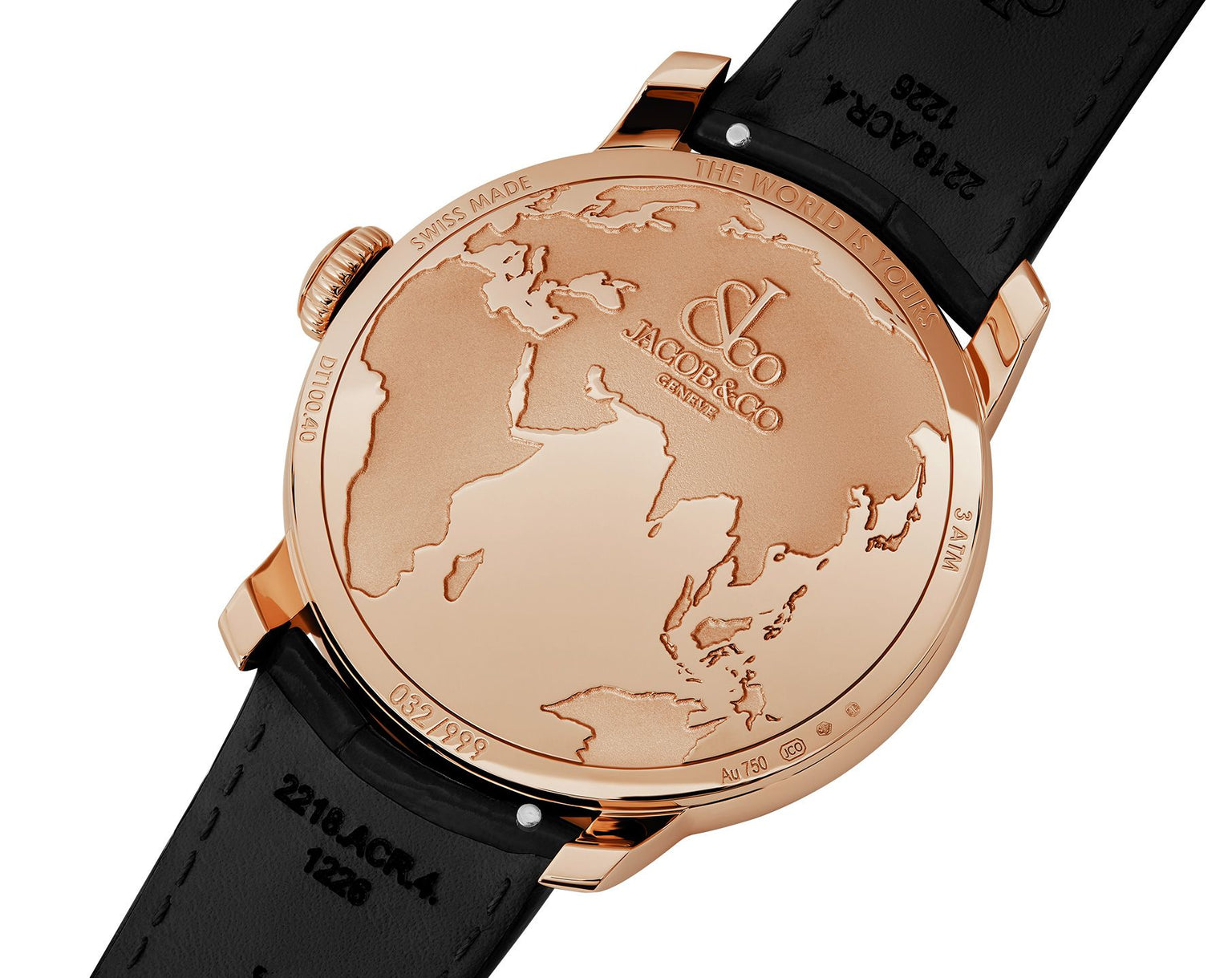 The World Is Yours Dual Time Zone | 43mm, Rose Gold Case, Leather Strap