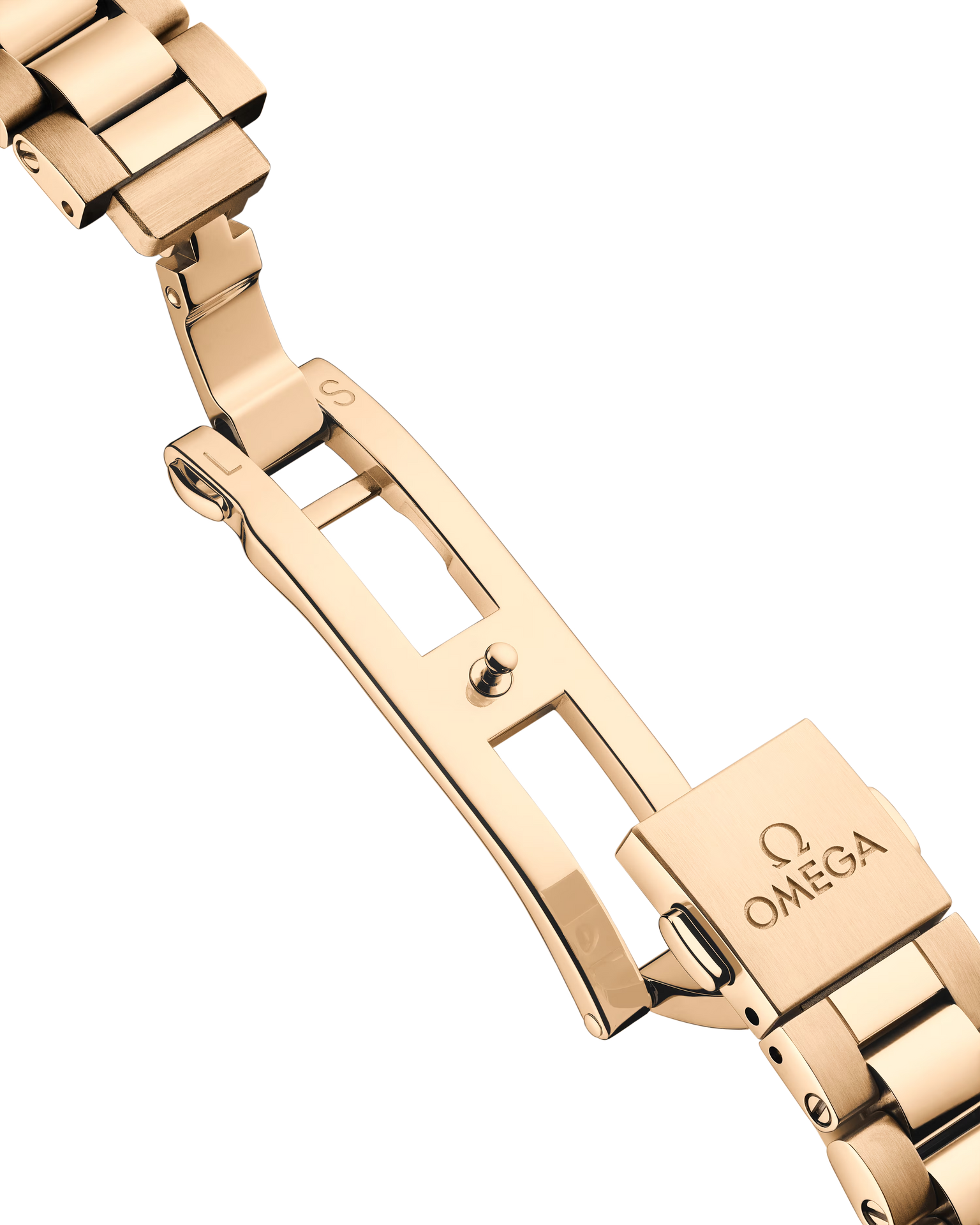 OMEGA Seamaster Aqua Terra 150M 30mm, Moonshine™ gold on Moonshine™ gold Watch on a Moonshine™ gold integrated bracelet clasp.