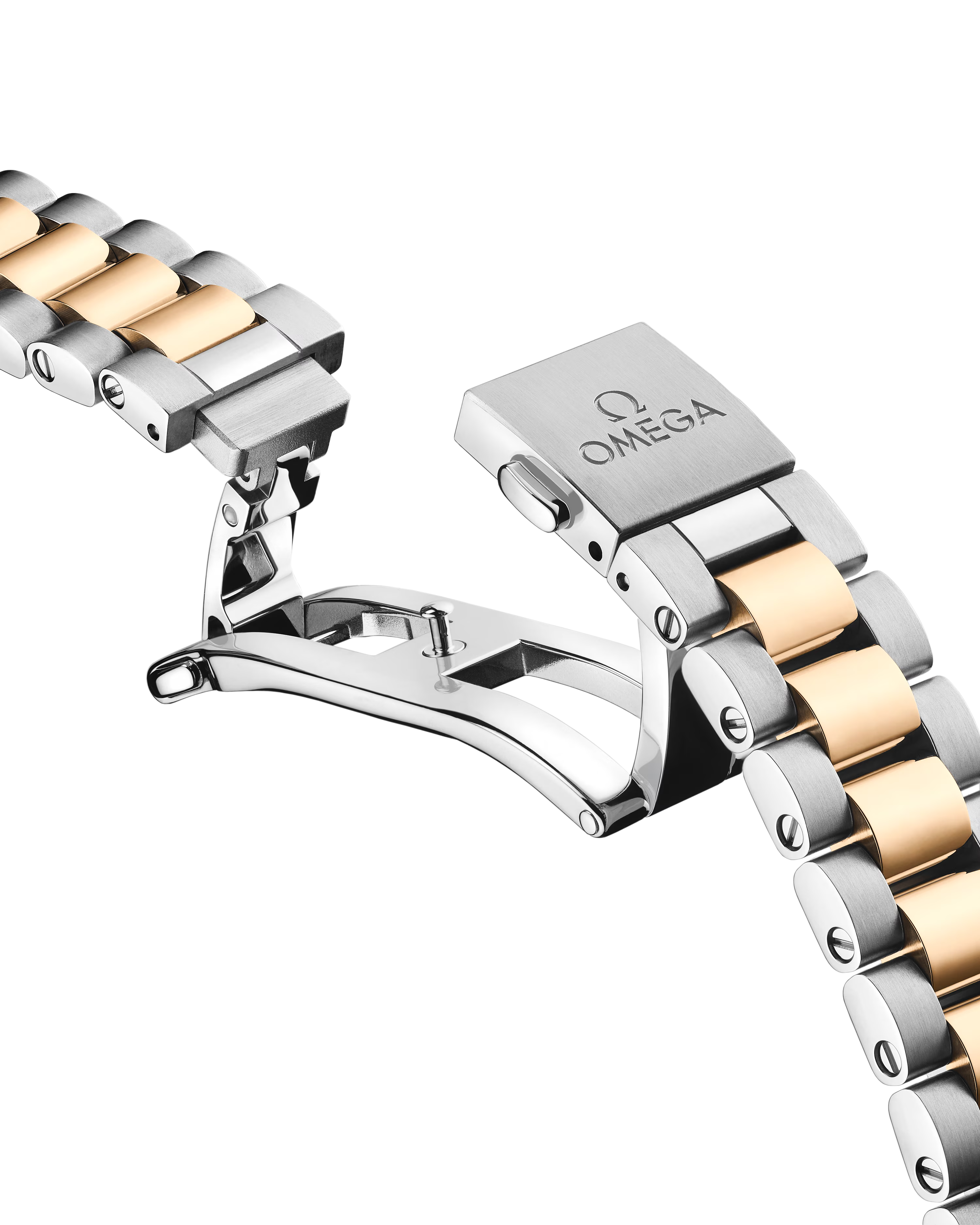 OMEGA Seamaster Aqua Terra 150M 30mm Moonshine™ gold on steel integrated two-tone bracelet clasp
