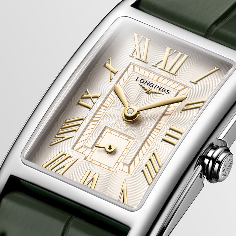 DolceVita | 32mm, Stainless Steel, Ivory Gilt "flinqué" Dial, Green Alligator Strap, Womens Watch