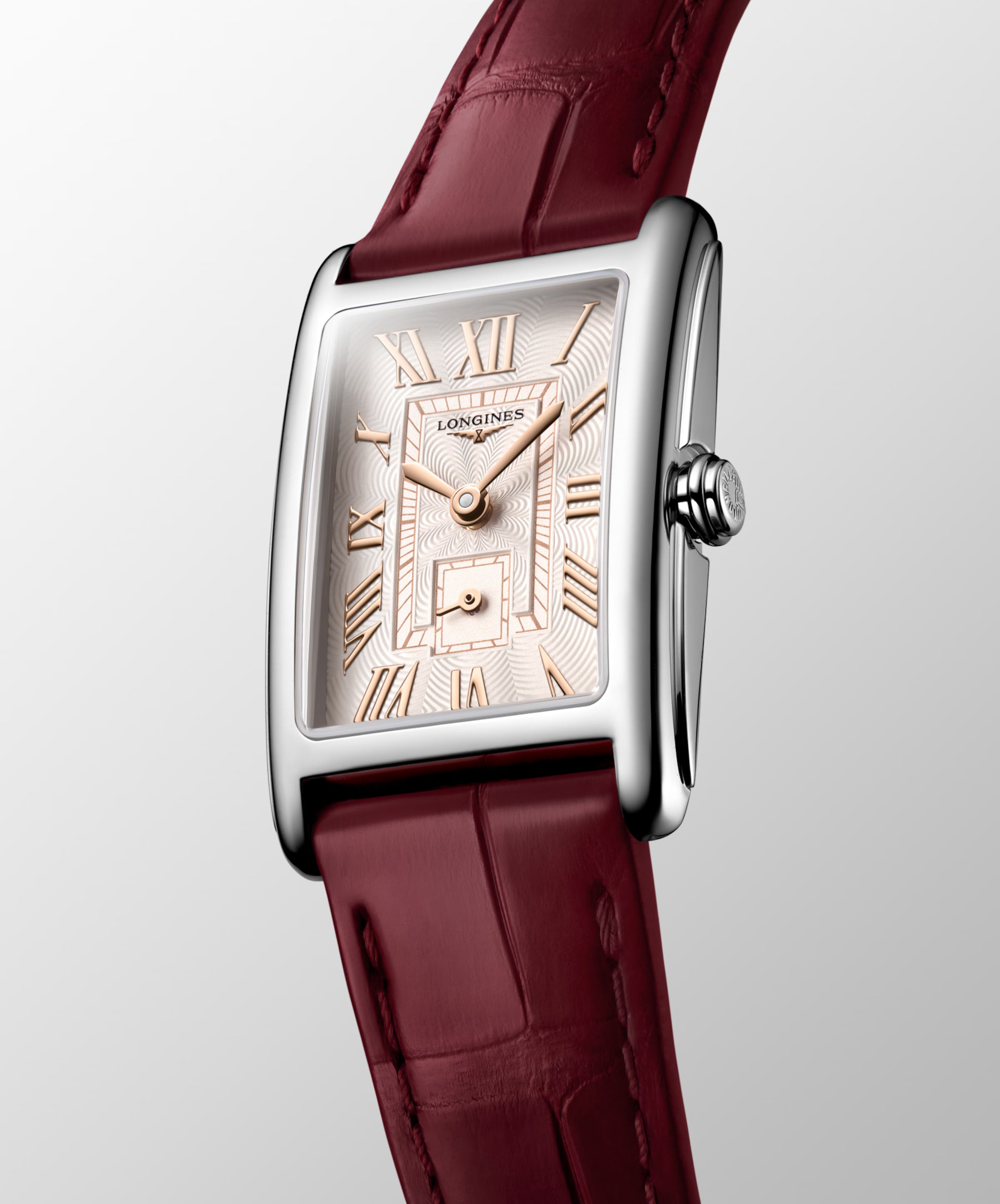 DolceVita | 32mm, Stainless Steel, Ivory Rose "flinqué" Dial, Maple Red Alligator Strap, Womens Watch