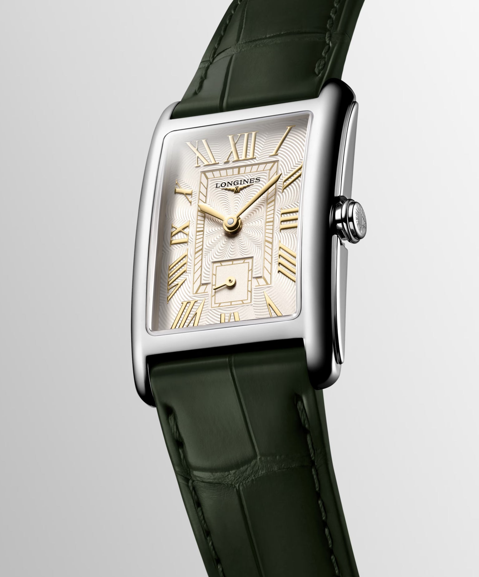 DolceVita | 37mm, Stainless Steel, Ivory Gilt "flinqué" Dial, Olive Green Alligator Leather Strap, Womens Watch