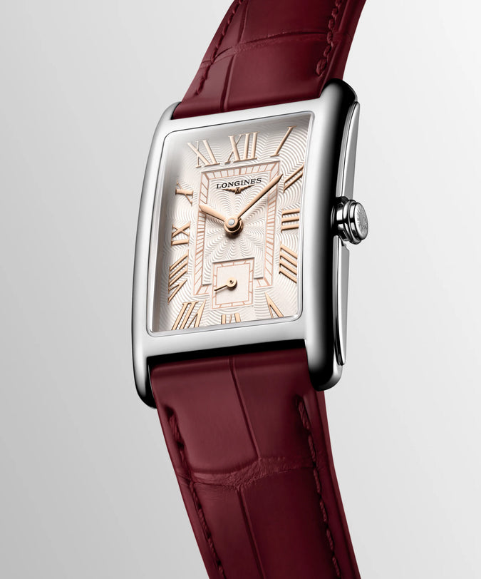 DolceVita | 37mm, Stainless Steel, Ivory Rose "flinqué" Dial, Maple Red Alligator Leather Strap, Womens Watch
