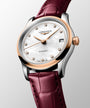 Master | 34mm, Stainless Steel and 18K Rose Gold, White mother-of-pearl Dial, Bordeaux Alligator Leather, Womens Watch