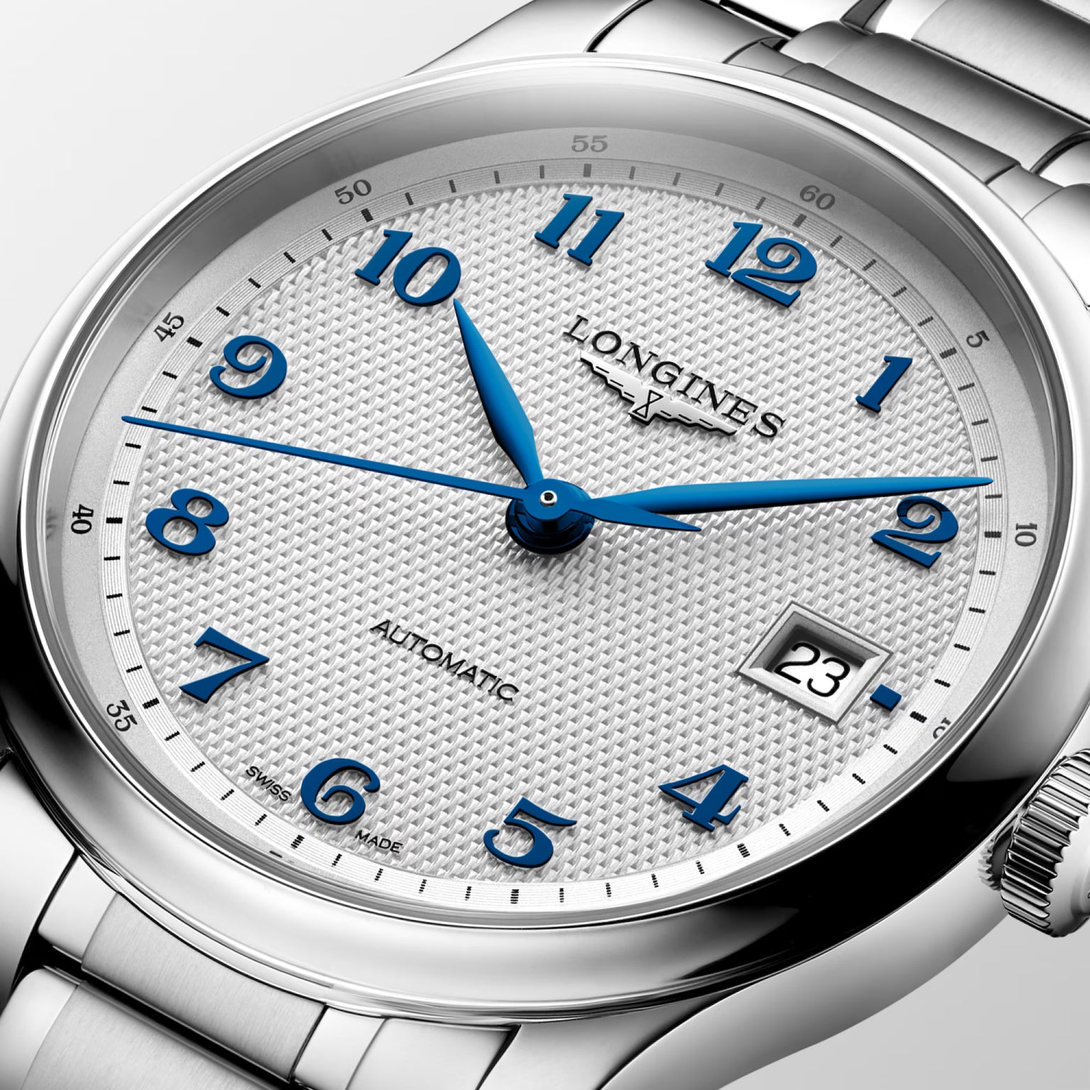Master | 39mm, Stainless Steel, Silver "barleycorn" Dial, Mens Watch