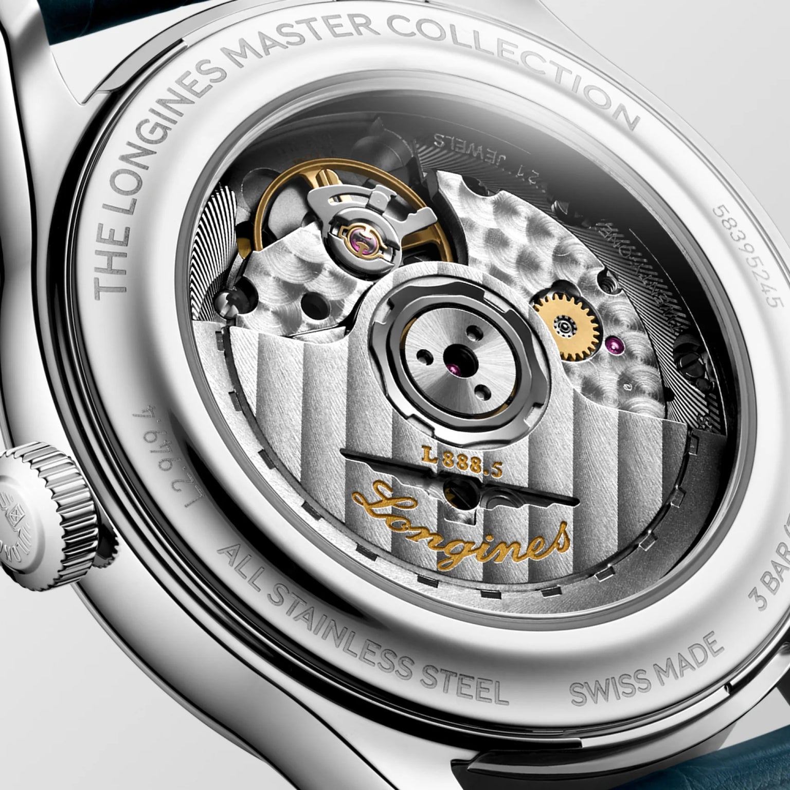 Master | 39mm, Stainless Steel, Blue "barleycorn" Dial, Blue Alligator Leather, Mens Watch