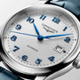 Master | 41mm, Stainless Steel, Silver "barleycorn" Dial, Blue Alligator Leather, Mens Watch