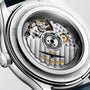 Master | 41mm, Stainless Steel, Silver "barleycorn" Dial, Blue Alligator Leather, Mens Watch