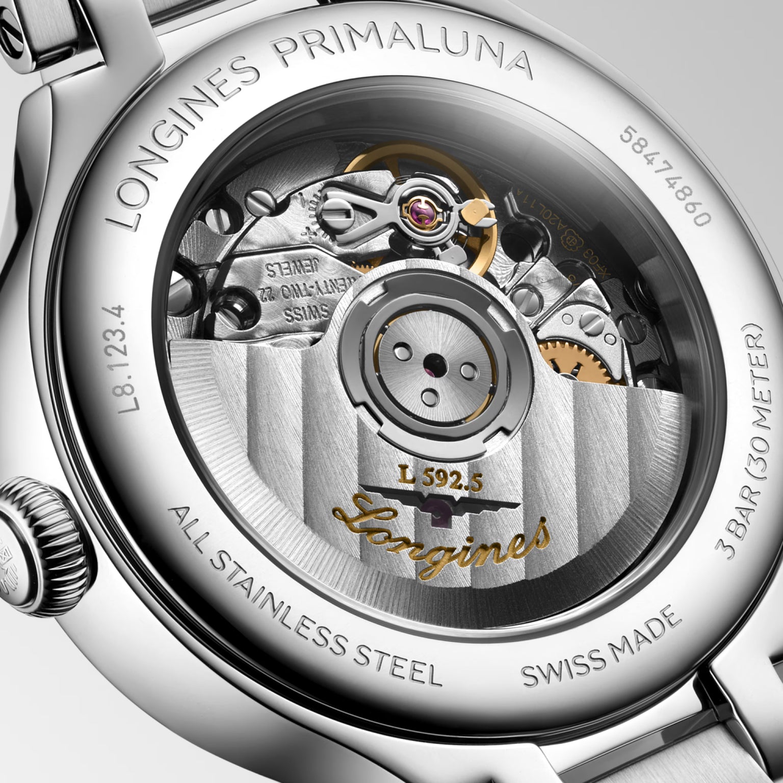 PrimaLuna | 30mm, Stainless Steel, White mother-of-pearl Dial, Womens Watch