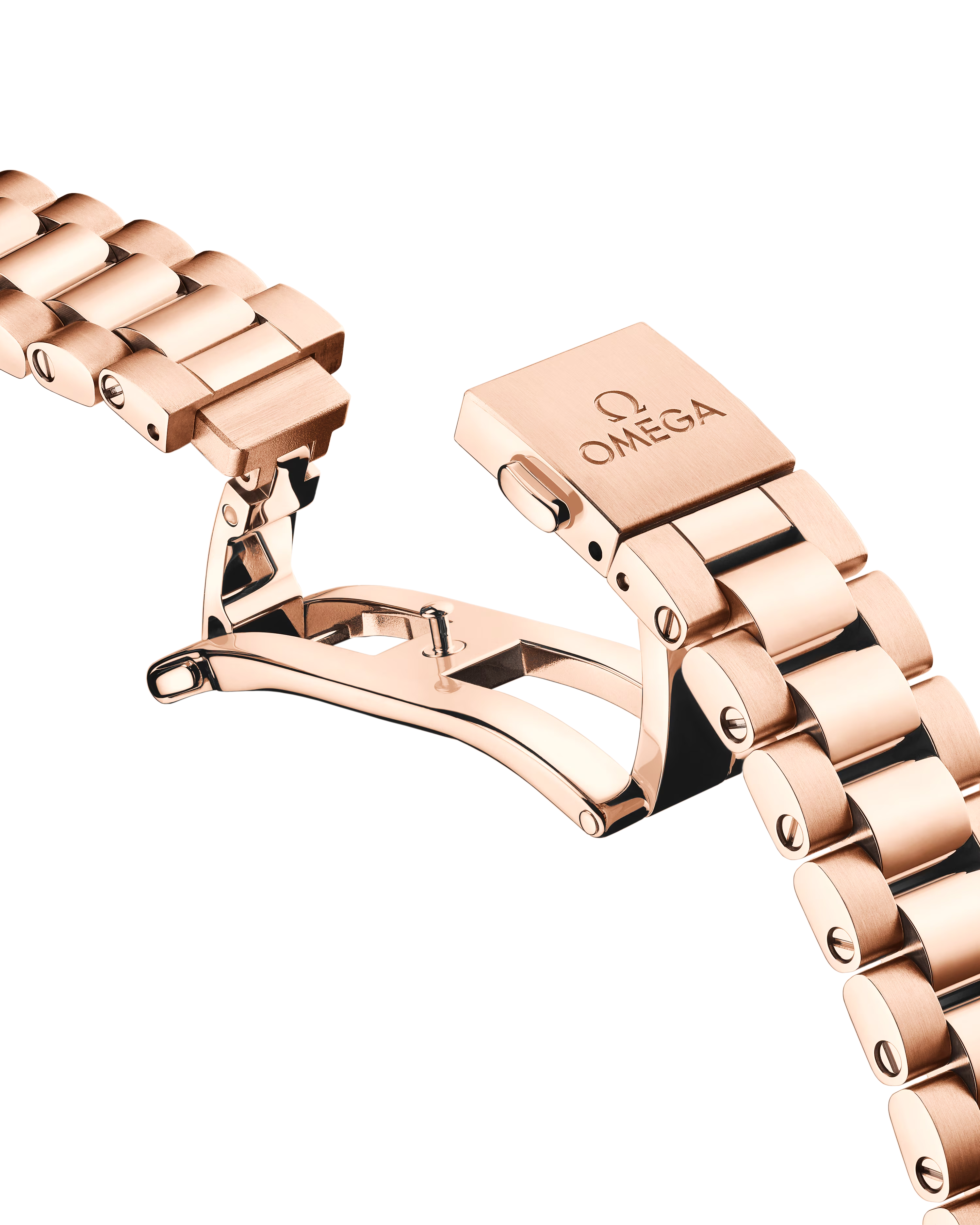 OMEGA Seamaster Aqua Terra 150M 30mm, Sedna™ gold on Sedna™ gold watch Sedna™ gold integrated bracelet clasp.