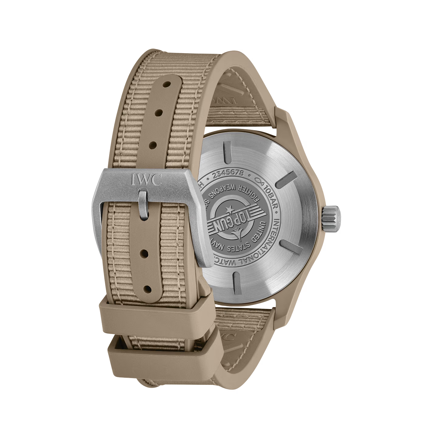IWC Pilot's Watch TOP GUN Mojave Desert watch with brown strap and engraved case .