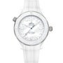 White Omega watch with detailed face on a transparent background