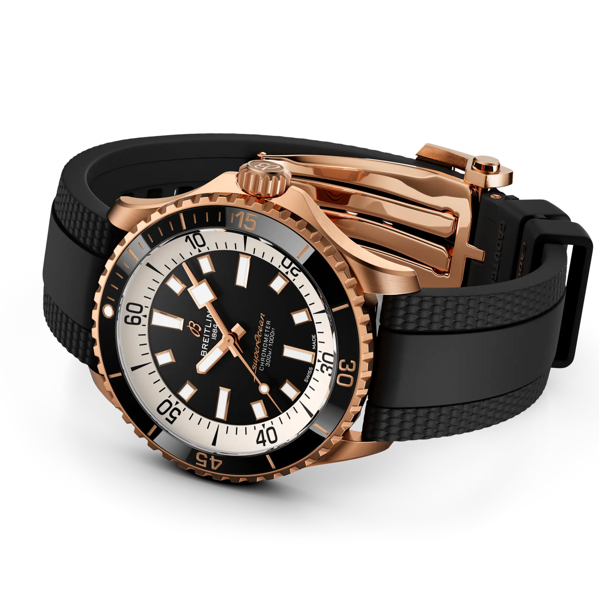 Breitling Superocean Automatic 42 42mm 18K Rose Gold Rubber Black