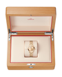 OMEGA Seamaster Aqua Terra 150M 30mm, Moonshine™ gold on Moonshine™ gold Watch, Moonshine™ Gold Dial on a Moonshine™ gold integrated bracelet in a wooden box.