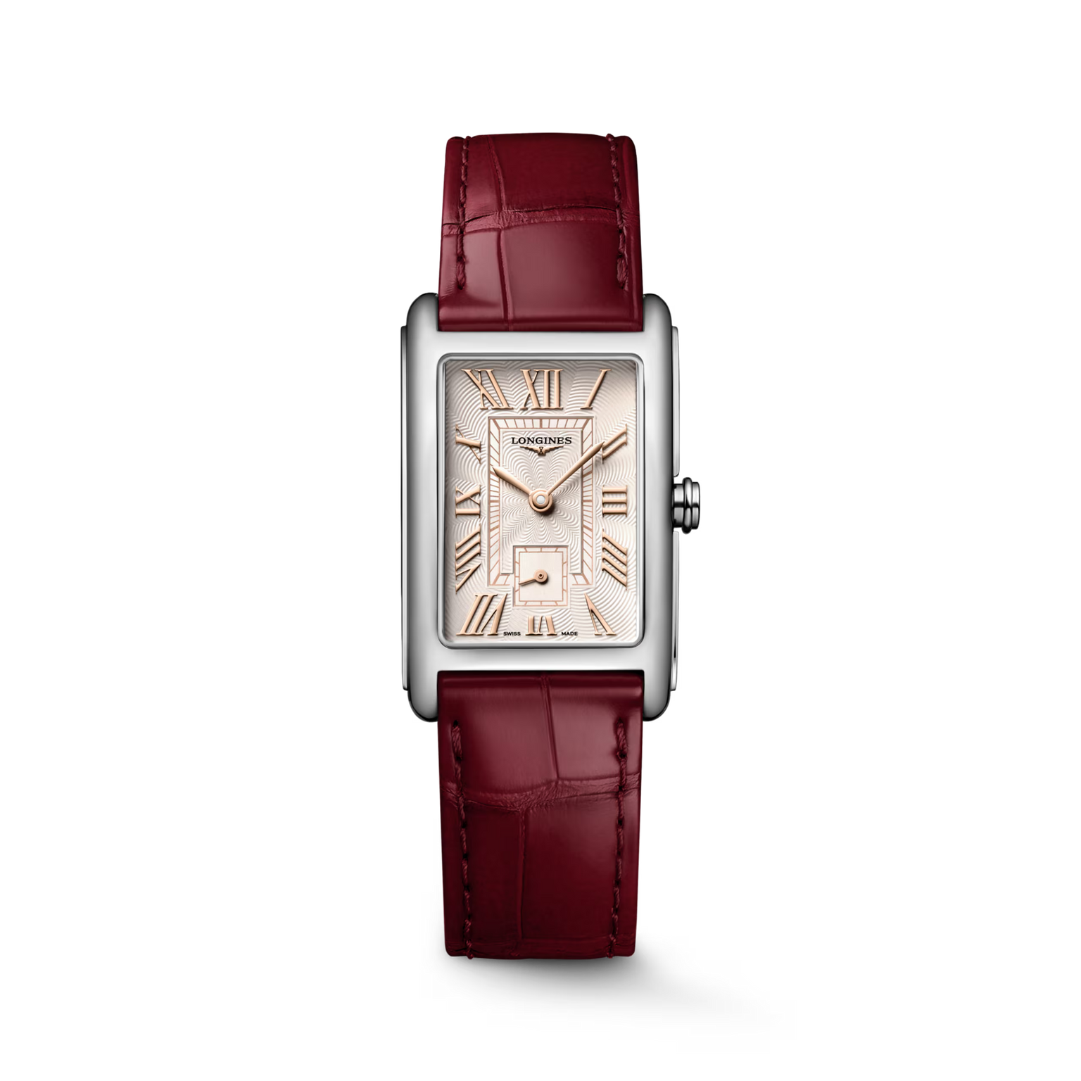 DolceVita | 37mm, Stainless Steel, Ivory Rose "flinqué" Dial, Maple Red Alligator Leather Strap, Womens Watch