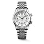 Longines Legend Diver wristwatch with a metal link band and a white dial featuring black markers and hands.