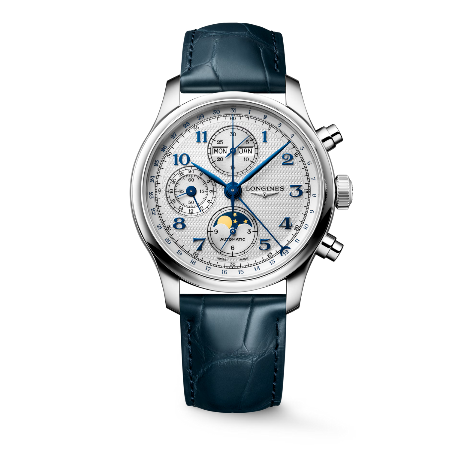Master Chrono Moonphase | 41mm, Stainless Steel Case, Alligator Strap