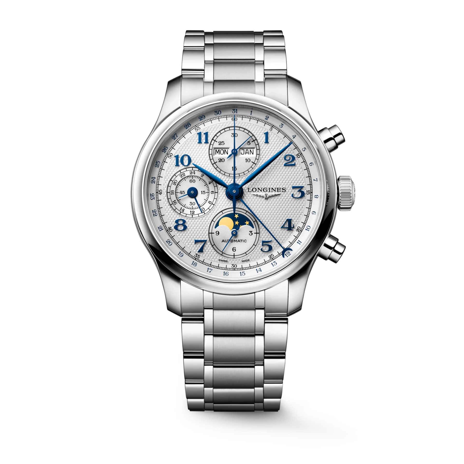 Master Chrono Moonphase | 41mm, Stainless Steel, Silver "Barelycorn" Dial