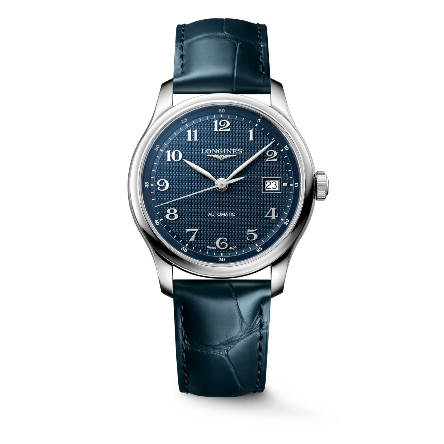 Master | 39mm, Stainless Steel, Blue "barleycorn" Dial, Blue Alligator Leather, Mens Watch