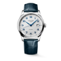 Master | 41mm, Stainless Steel, Silver "barleycorn" Dial, Blue Alligator Leather, Mens Watch