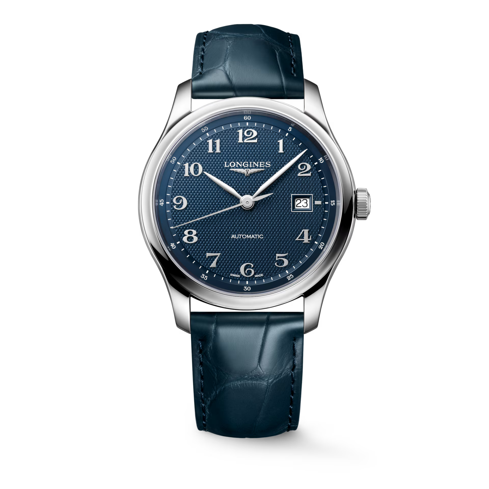 Master | 41mm, Stainless Steel, Blue "barleycorn" Dial, Blue Alligator Leather, Mens Watch
